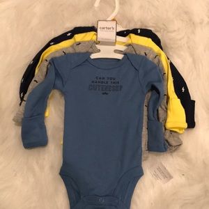 Newborn bodysuits with hand cover 4 pack NWT